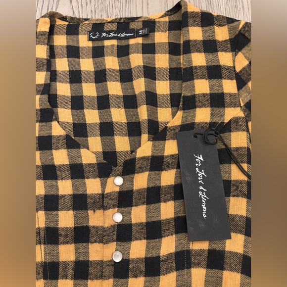 NWT For Love & Lemons Plaid Print V-Neck Open Back Romper Size M - Picture 5 of 12
